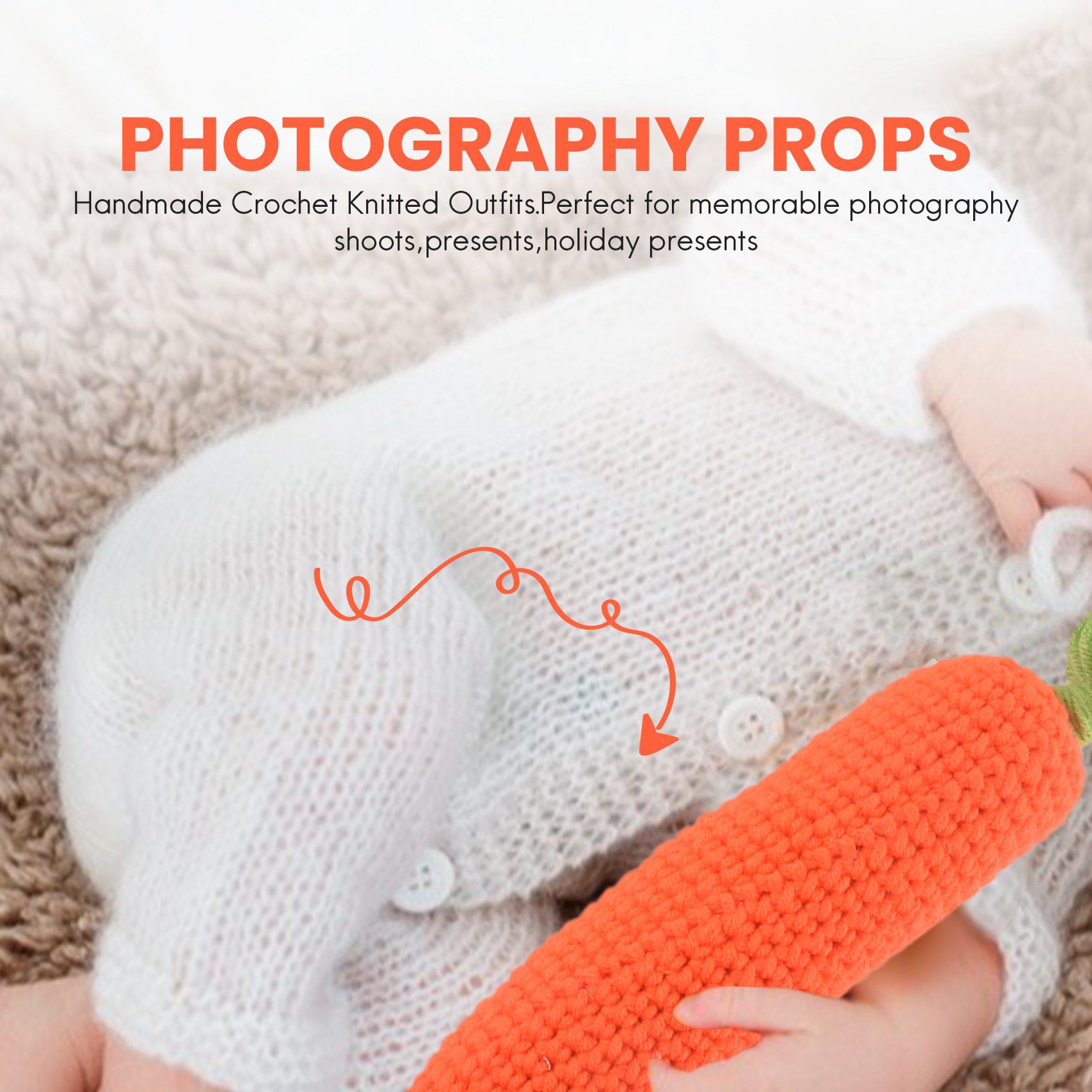 Infant Photography Props Outfit - Rekwizyty do sesji noworodkowej F-3C, dziergane