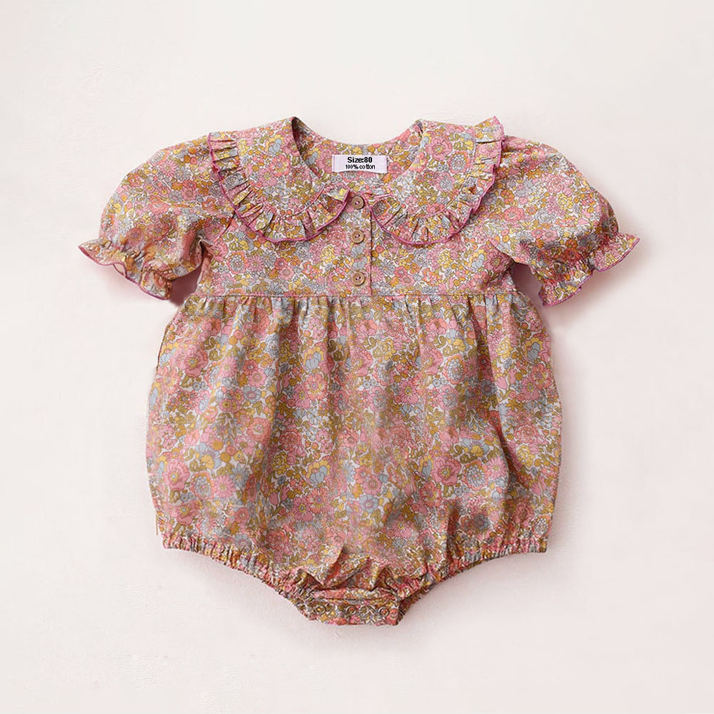 Newborn Baby Girl Romper Floral - Letnie ubranko dla noworodka, jednoczęściowe, urocze,
