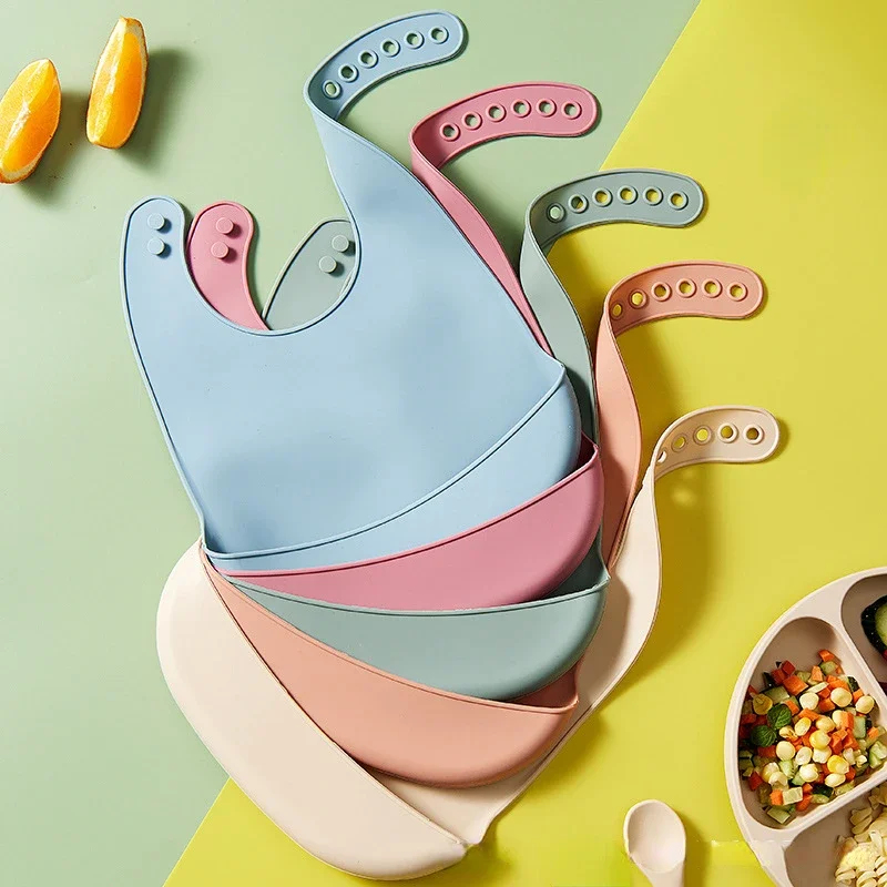 Waterproof Baby Bibs Silicone - 1/2 szt. Śliniak dla niemowląt, regulowany,