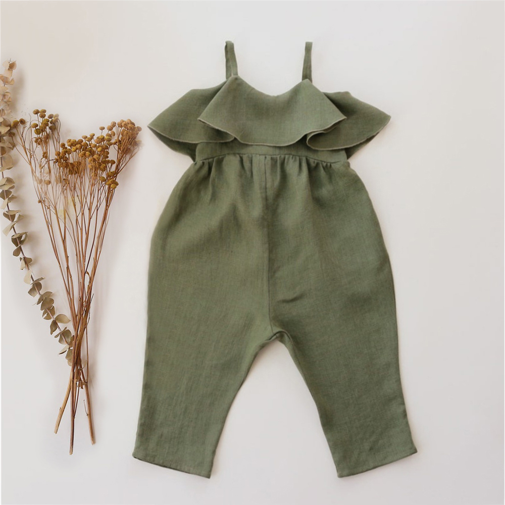 Baby Summer Linen Sleeveless Jumpsuit - Niemowlę dziewczynka letnie ubrania niemowlę dziewczynka