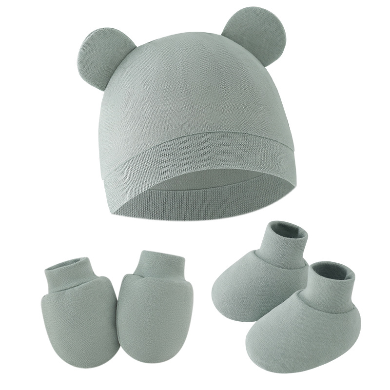 Infant Beanie Hat With Ears - Śliczna czapka dziecięca Noworodek Rękawiczki Skarpetki