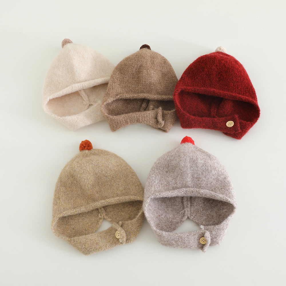Infant Beanie Hat With Ears - Zimowa dziergana czapka z nausznikami dla