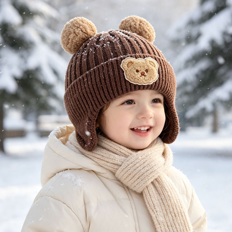 Infant Beanie Hat With Ears - 1-10 szt. Czapka zimowa z uszami