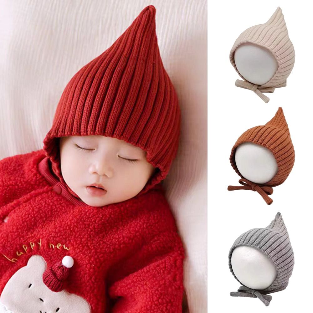 Infant Beanie Hat With Ears - Urocza, jednokolorowa czapka dziecięca, zimowa, ciepła,