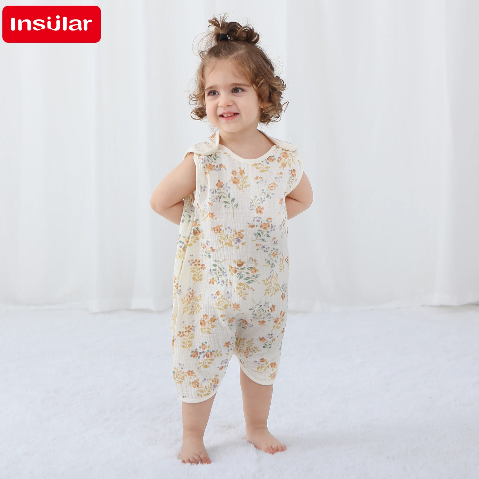 Newborn Baby Girl Romper Floral - INSULAR Body niemowlęce dla dziewczynki, miękki