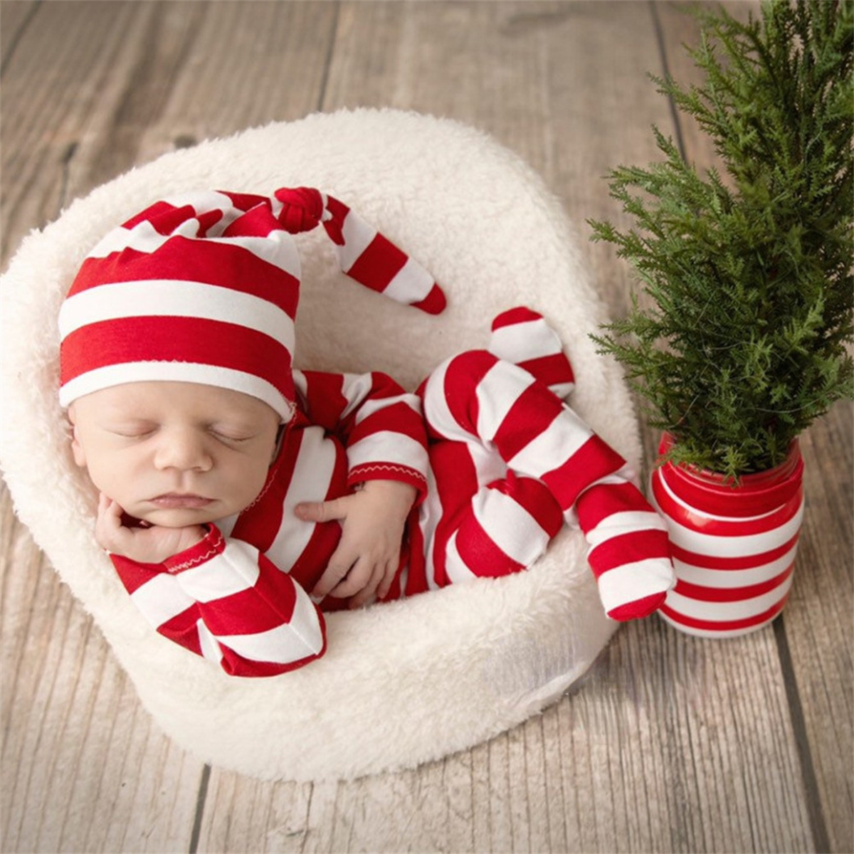 Infant Photography Props Outfit - Czerwony kombinezon dla noworodka Ylsteed z