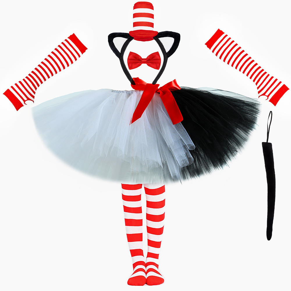 Toddler Girl Tulle Party Dress - Czarno-biała spódniczka tutu dla dziewczynek, kostium