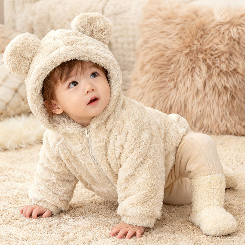 Toddler Boy Winter Fleece Jacket - Dziecięca kurtka polarowa z kapturem i