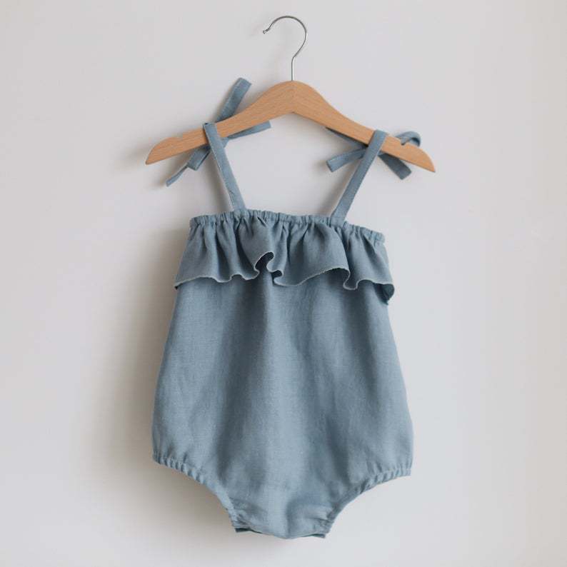 Letnia dziewczynka ubrania Rom – Baby Summer Linen Sleeveless Jumpsuit recenzja i cena