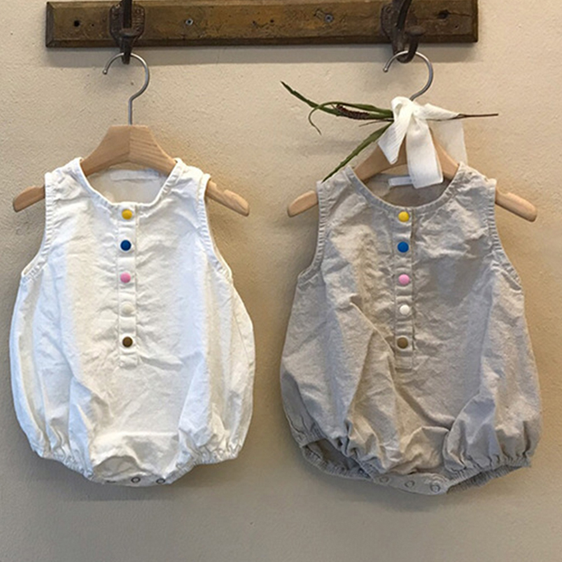 Bawełna lniana chłopcy kombine – Baby Summer Linen Sleeveless Jumpsuit recenzja i cena