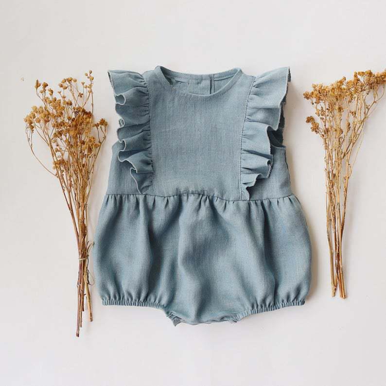Lato noworodka dziewczynek Rom – Baby Summer Linen Sleeveless Jumpsuit recenzja i cena
