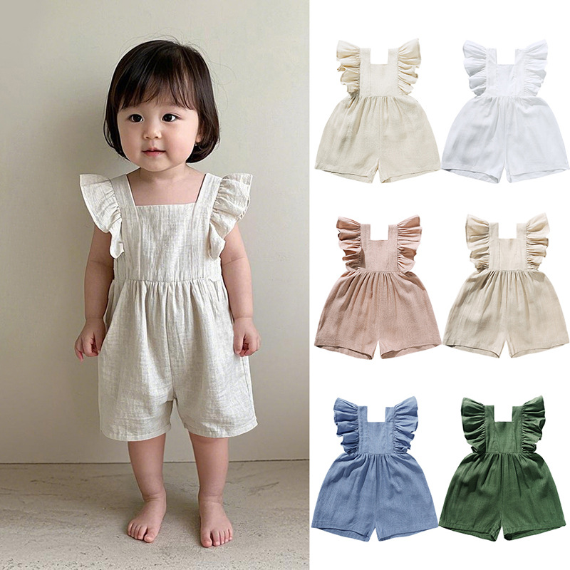 Letnie ubranka dla niemowląt u – Baby Summer Linen Sleeveless Jumpsuit recenzja i cena
