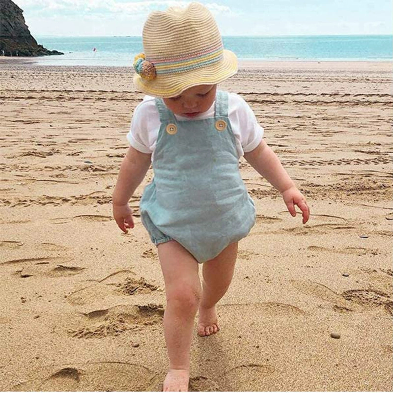 Letnie pajacyki niemowlęce dla – Baby Summer Linen Sleeveless Jumpsuit recenzja i cena