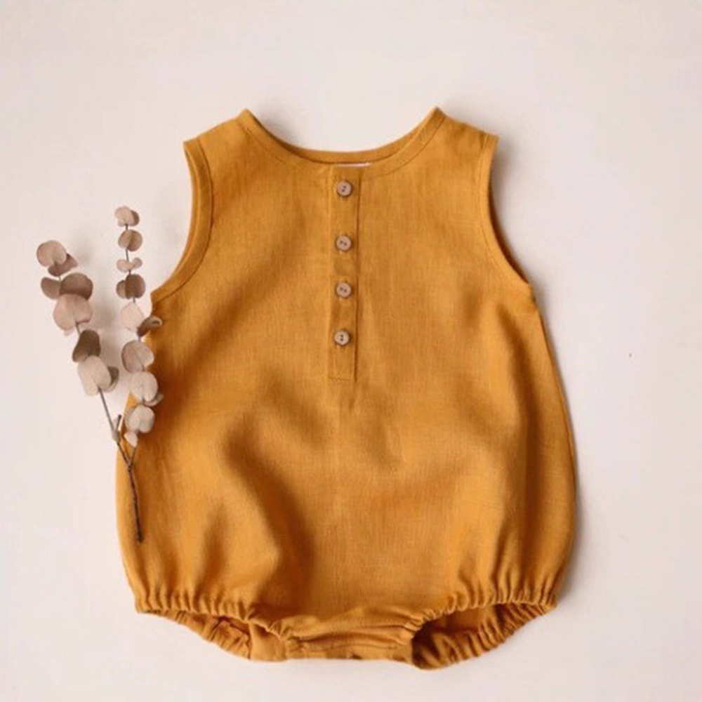 Noworodkowy chłopięcy lniano-b – Baby Summer Linen Sleeveless Jumpsuit recenzja i cena