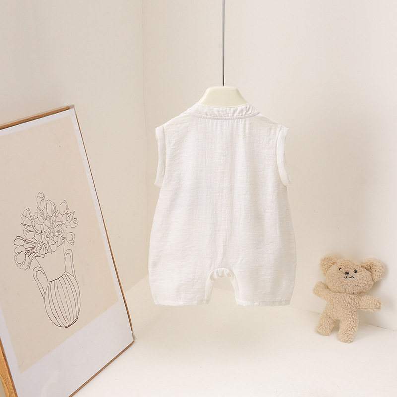 Letni rampers dla niemowląt, b – Baby Summer Linen Sleeveless Jumpsuit recenzja i cena